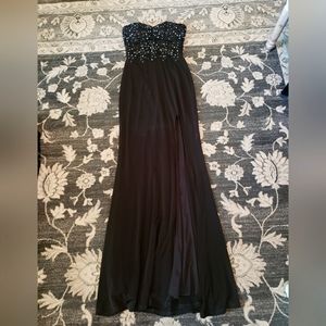 City Triangles Strapless Beaded evening gown